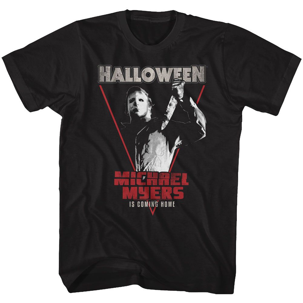 Black Halloween t-shirt featuring Halloween Michael Coming Home design