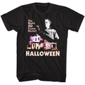 Black Halloween t-shirt featuring Halloween Mikenhaus design — Bauhaus-style Michael Myers