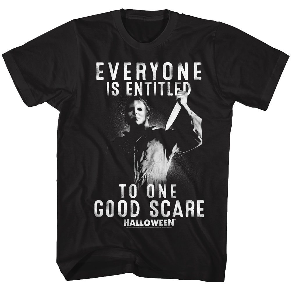 Black Halloween t-shirt featuring Halloween One Good Scare design
