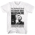 White Halloween t-shirt featuring Haddonfield Herald Halloween design