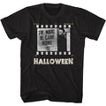 Black Halloween t-shirt featuring Halloween Film Strip No Knife design