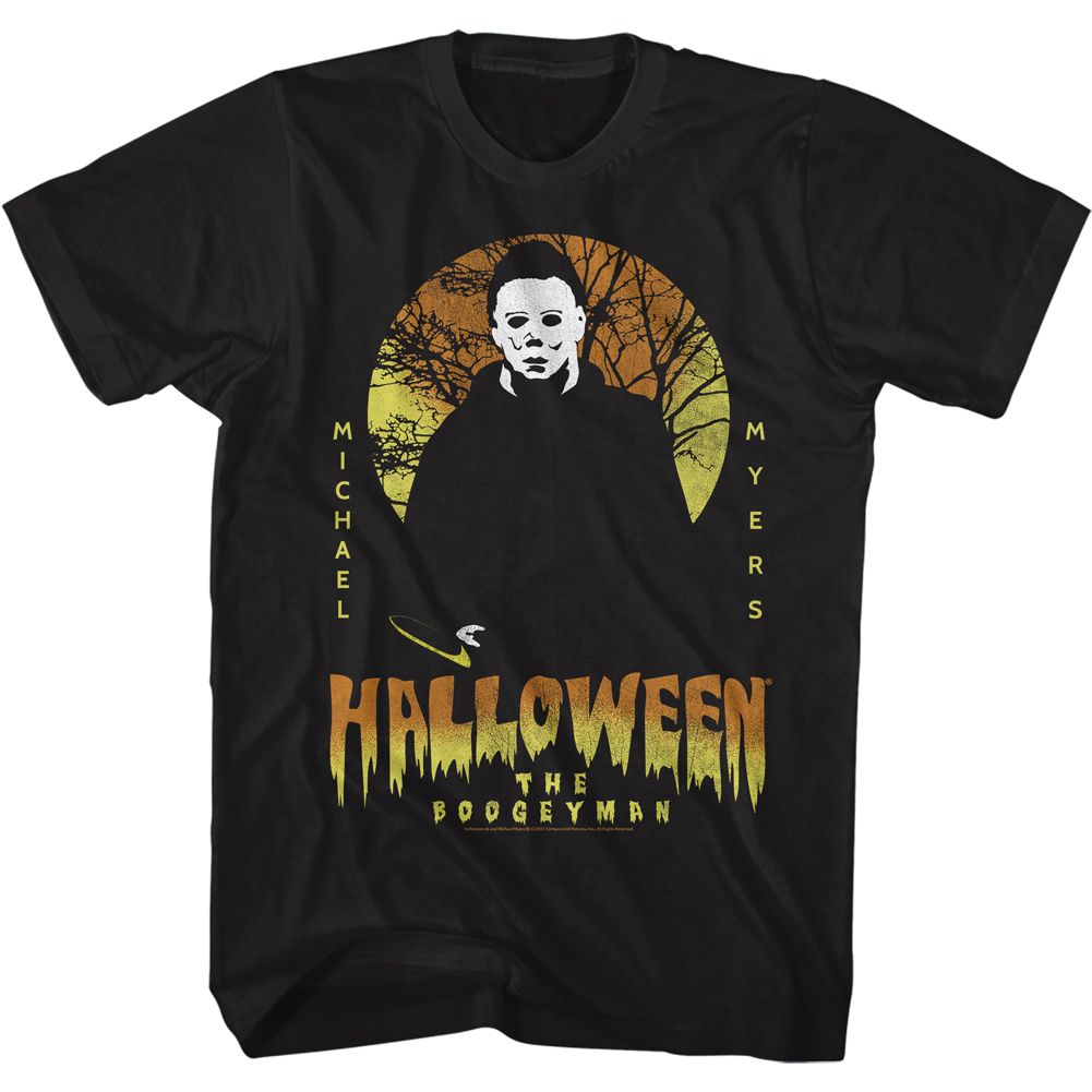 Black Halloween t-shirt featuring Halloween Myers The Boogyman design