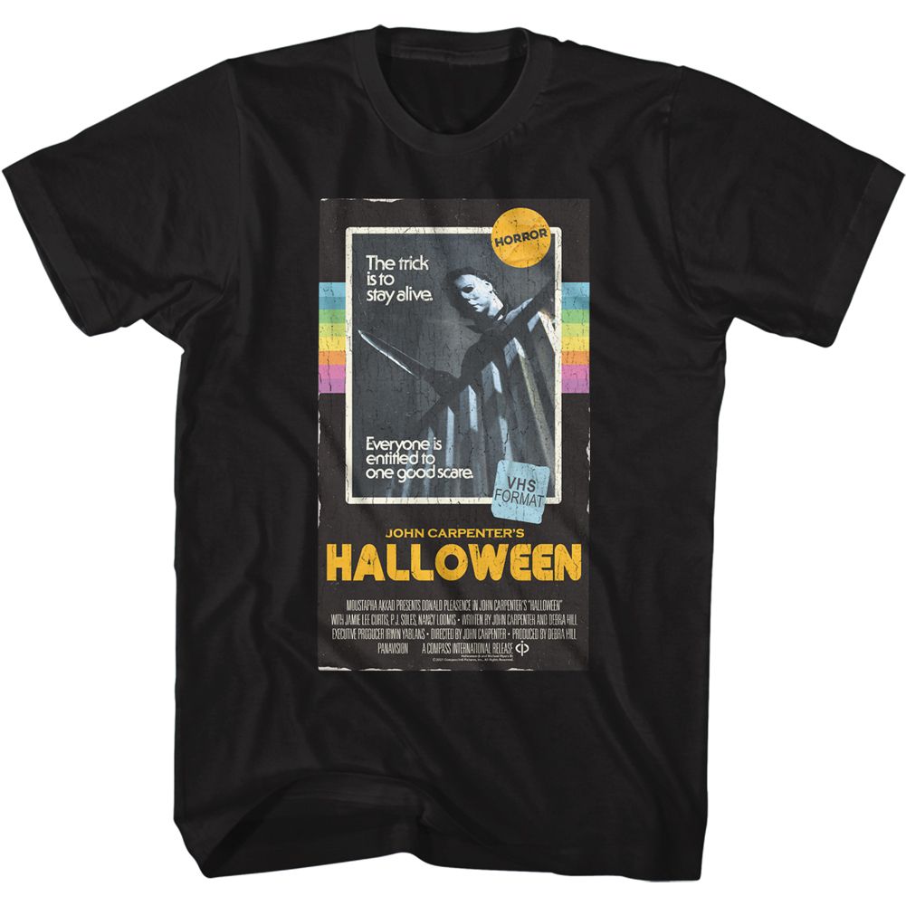 Black Halloween t-shirt featuring Halloween VHS Tape design