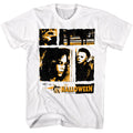 White Halloween t-shirt featuring Halloween Panels design