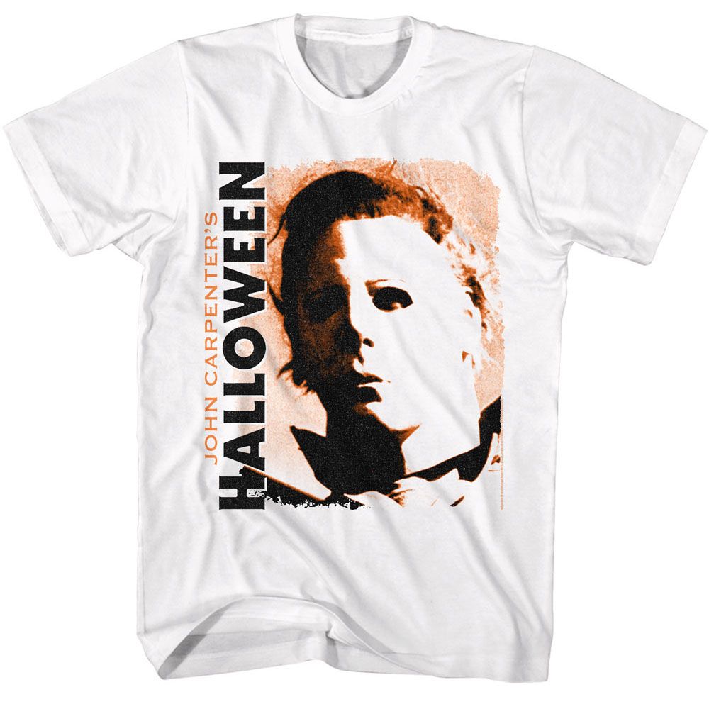 White Halloween t-shirt featuring John Carpenter's Halloween design