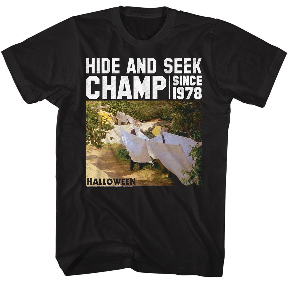 Black Halloween t-shirt featuring Halloween Hide And Seek design