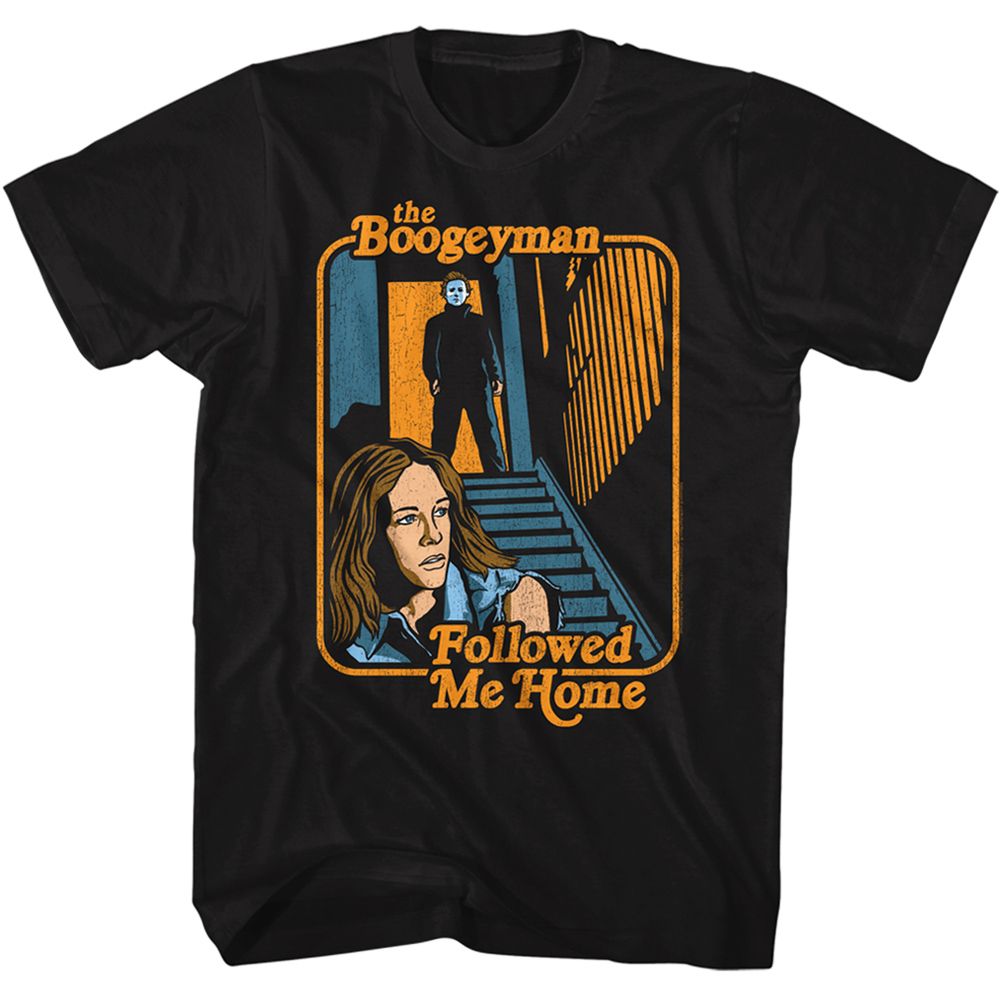 Black Halloween t-shirt featuring Halloween Boogeyman No Knife design