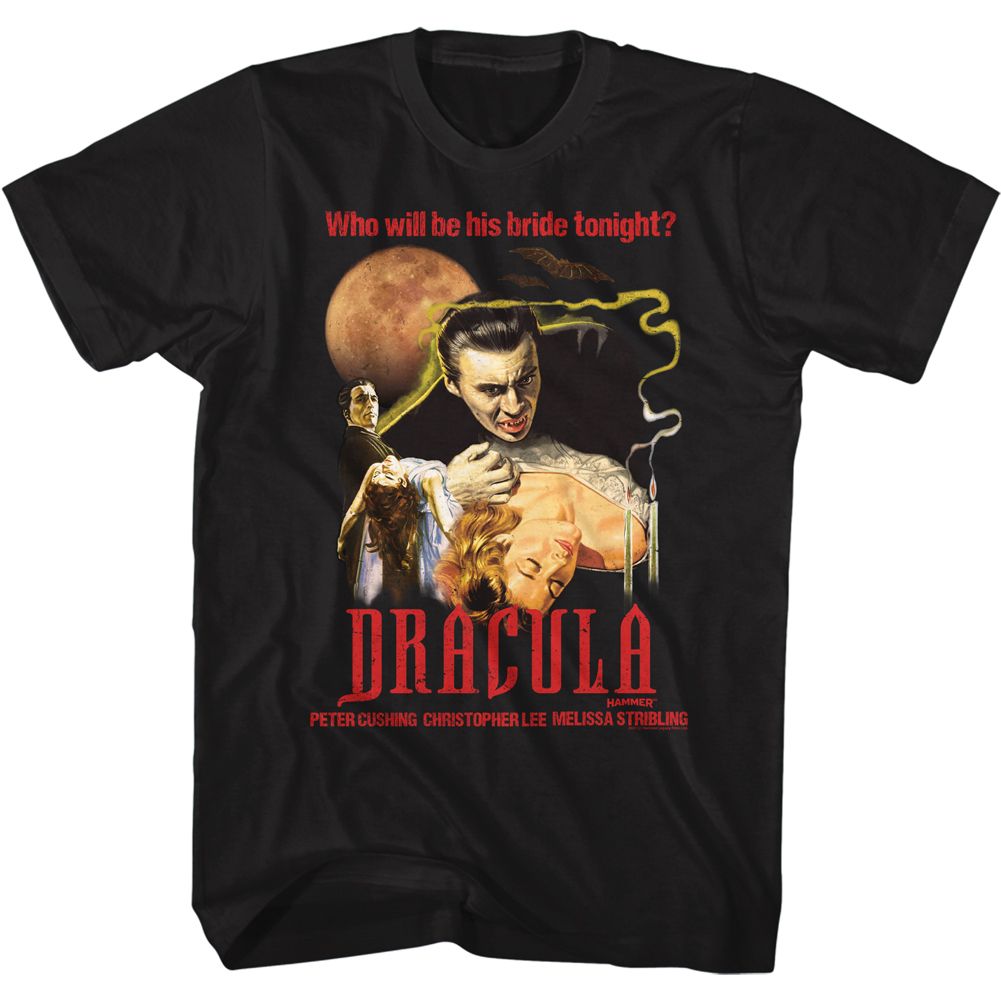 Black Hammer Horror t-shirt featuring Hammer Horror Dracula Moon and Candles design