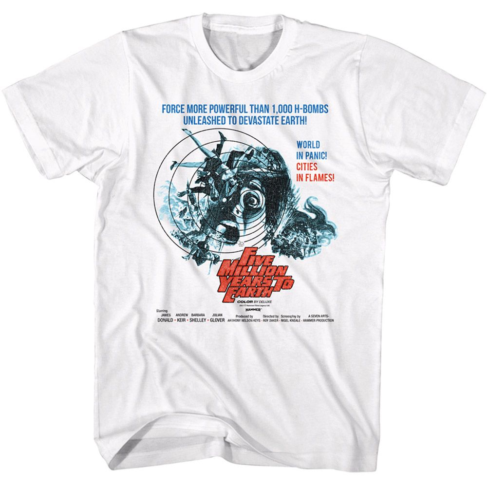 White Hammer Horror t-shirt featuring Hammer Horror Five Million Years to Earth design