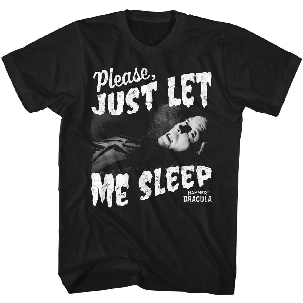 Black Hammer Horror t-shirt featuring Hammer Horror Just Let Me Sleep design