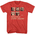 Red heather Hammer Horror t-shirt featuring Hammer Horror Dracula Has Risen from the Grave design