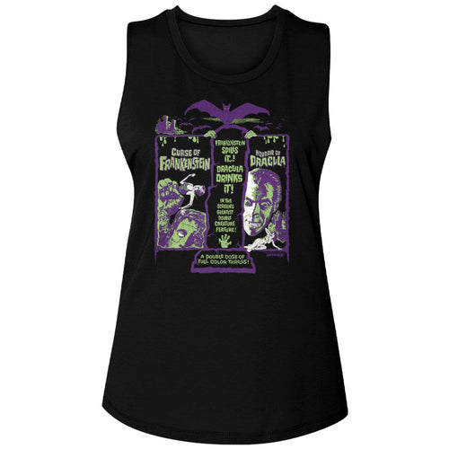 Hammer Horror Ladies Muscle Tank - Franken/Drac Recolor