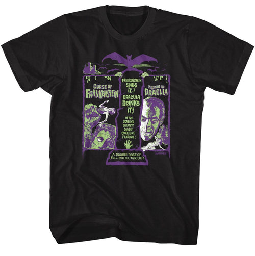 Black Hammer Horror t-shirt featuring Hammer Horror Frankenstein and Dracula recolor design