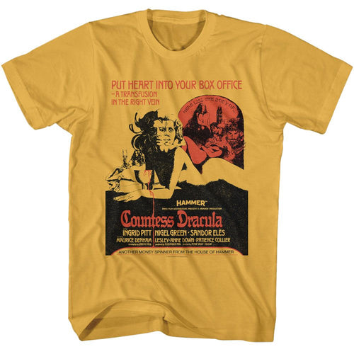 Ginger Hammer Horror t-shirt featuring Hammer Horror Countess Dracula 1971 poster design