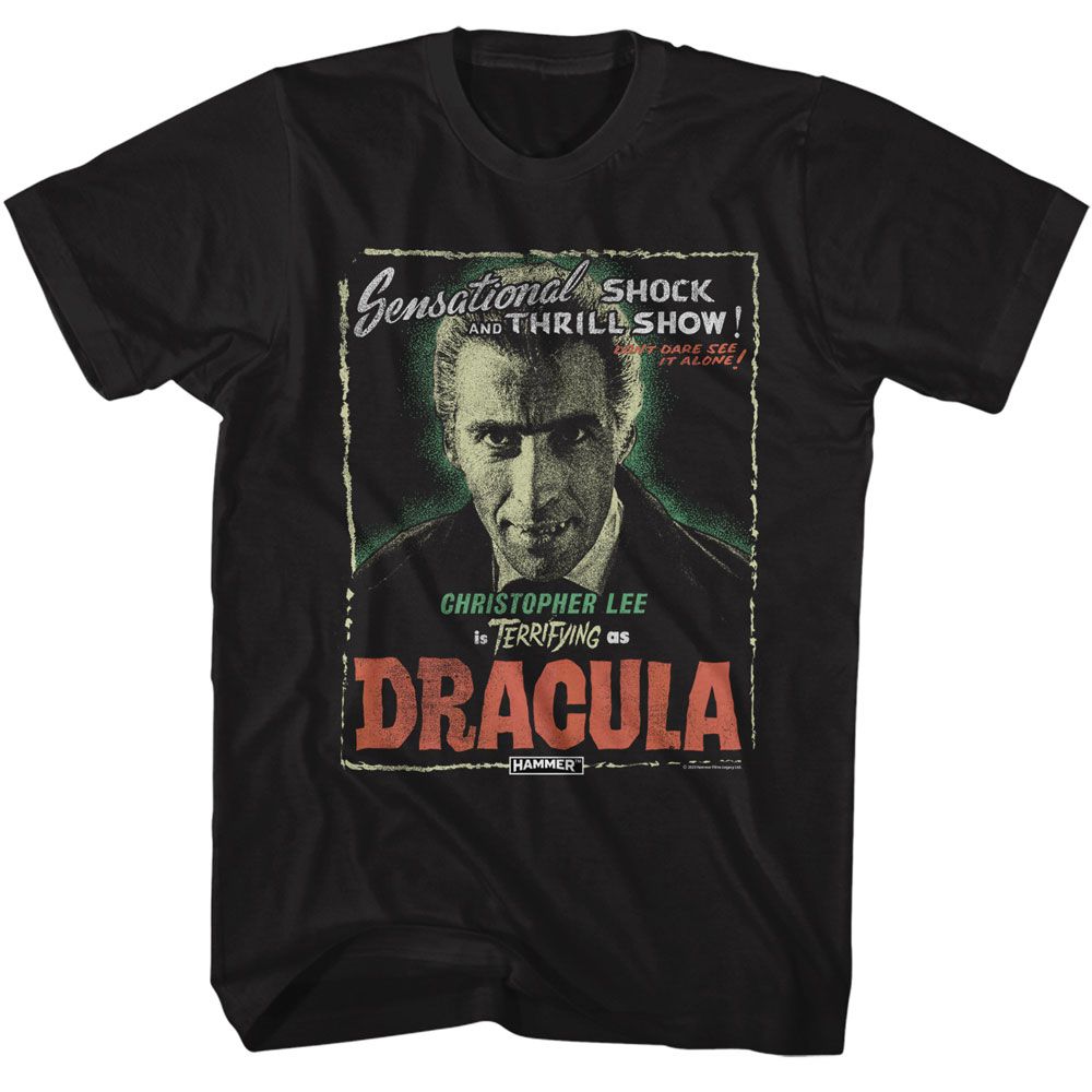 Black Hammer Horror t-shirt featuring Hammer Horror Christopher Lee as Dracula design