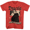 Red heather Hammer Horror t-shirt featuring Hammer Horror Prince of Darkness design
