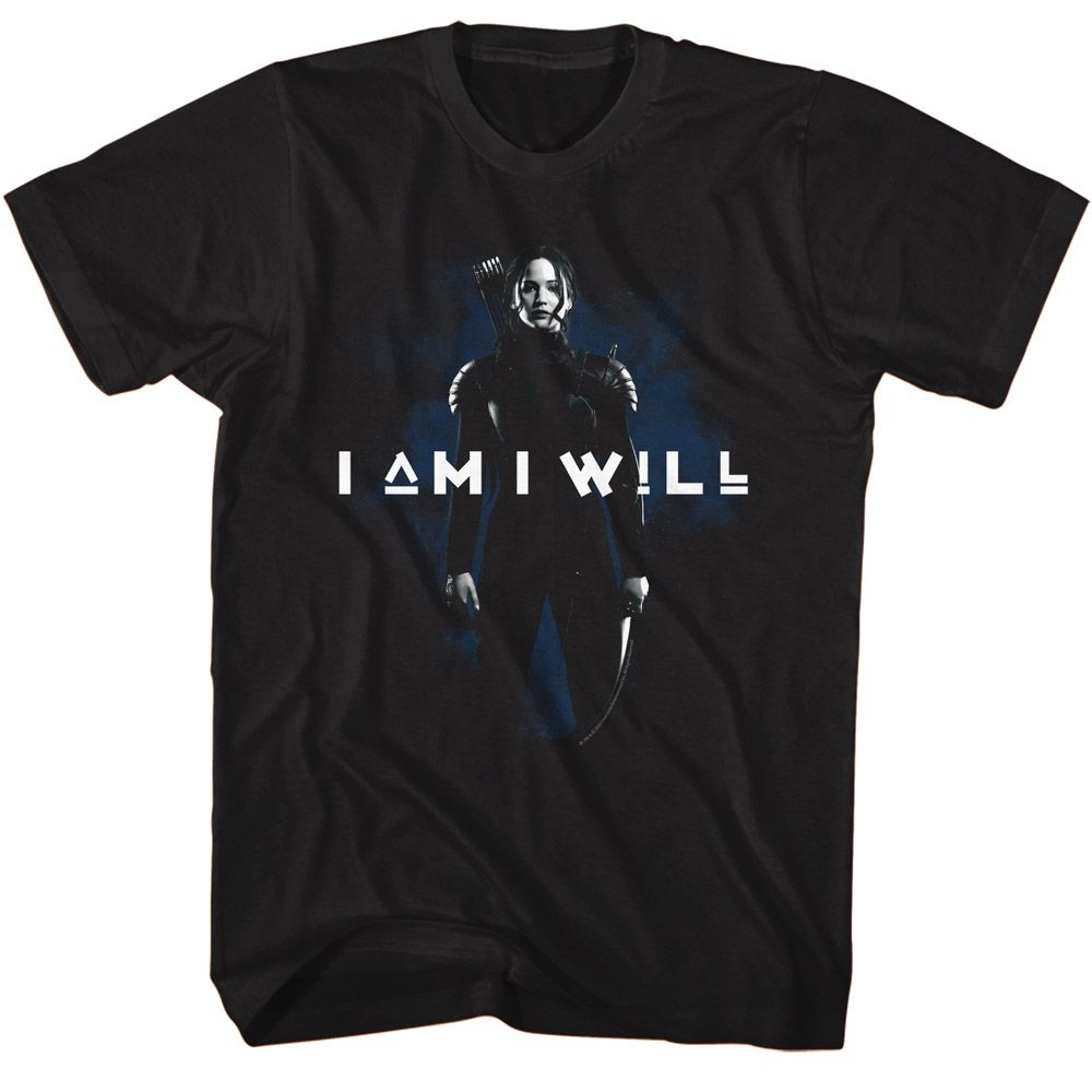 Black The Hunger Games t-shirt featuring The Hunger Games I Am I Will design