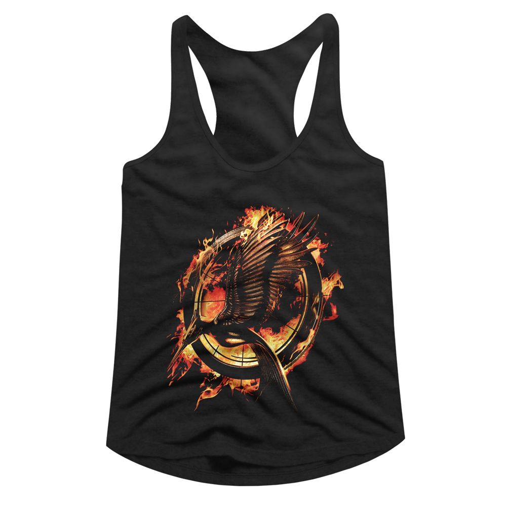 The Hunger Games Ladies Racerback - Flaming Mockingjay