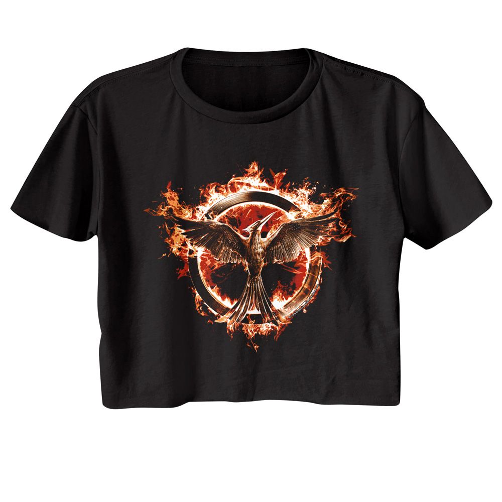 The Hunger Games Ladies Crop Top - Flaming Mockingjay