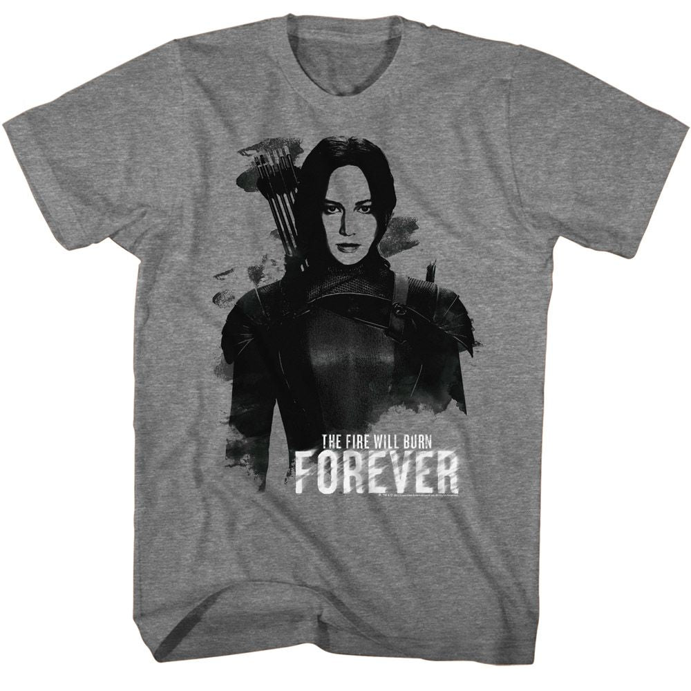 Graphite heather The Hunger Games t-shirt featuring The Hunger Games Katniss Burn Forever design