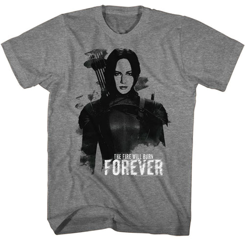 Graphite heather The Hunger Games t-shirt featuring The Hunger Games Katniss Burn Forever design