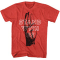 Red heather The Hunger Games t-shirt featuring The Hunger Games Stand With Us design