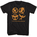 Black The Hunger Games t-shirt featuring The Hunger Games District Emblems design
