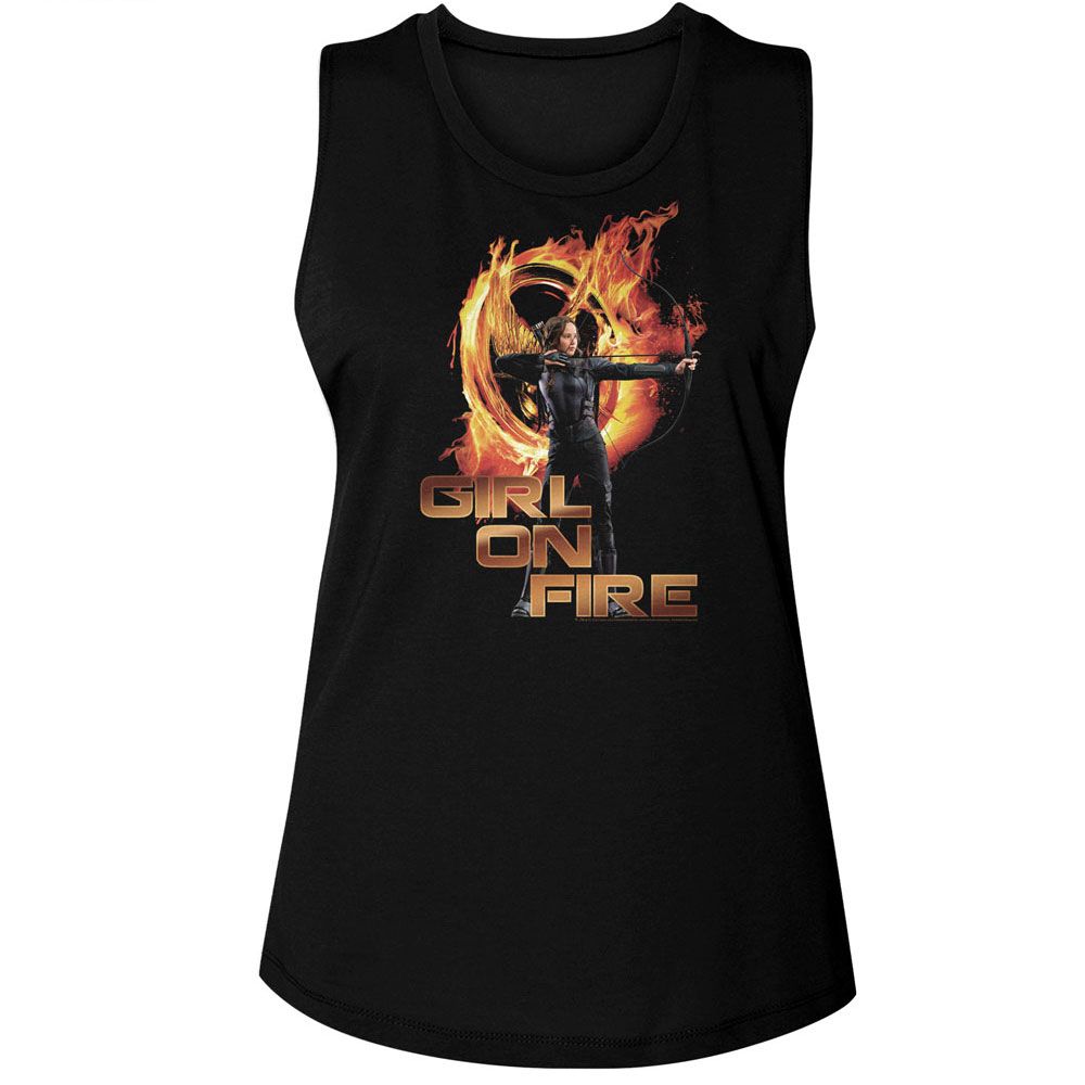 The Hunger Games Ladies Muscle Tank - Girl On Fire