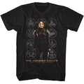 Black The Hunger Games t-shirt featuring The Hunger Games Katniss with Districts design