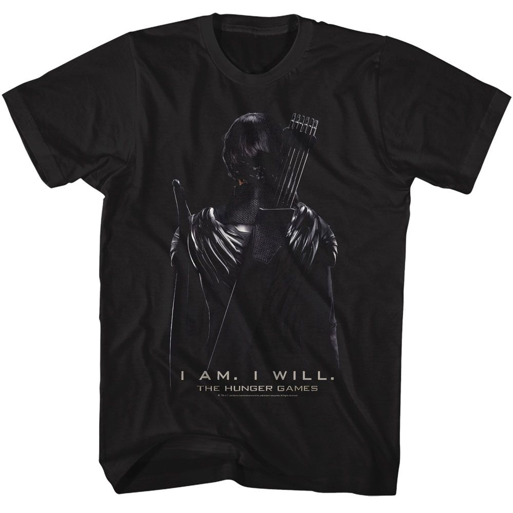 Black The Hunger Games t-shirt featuring The Hunger Games Katniss Back design