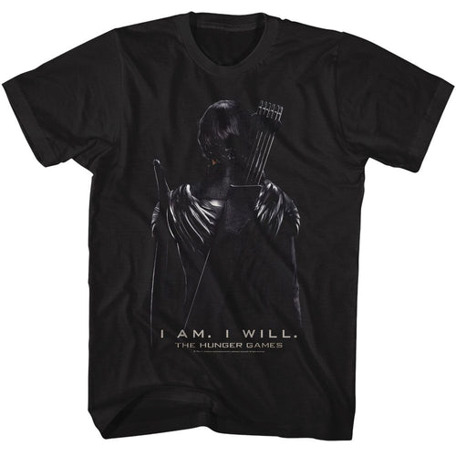 Black The Hunger Games t-shirt featuring The Hunger Games Katniss Back design