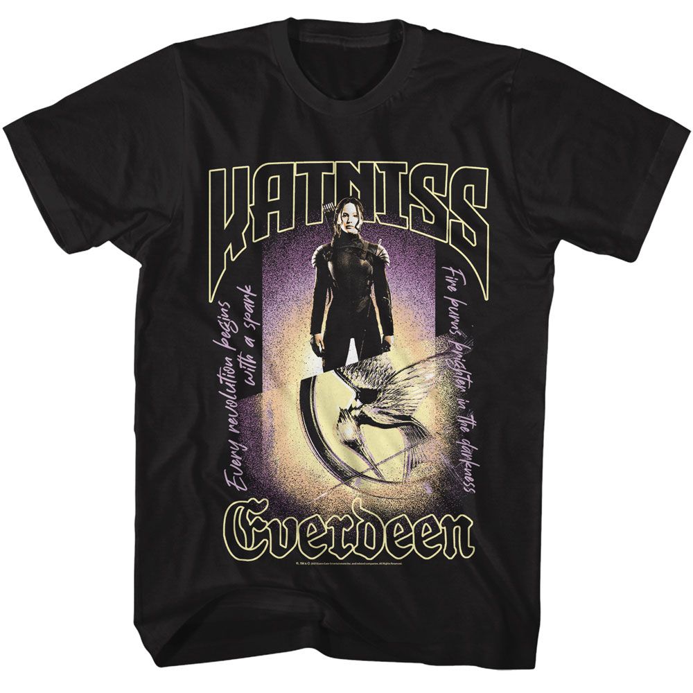 Black The Hunger Games t-shirt featuring The Hunger Games Katniss Everdeen design