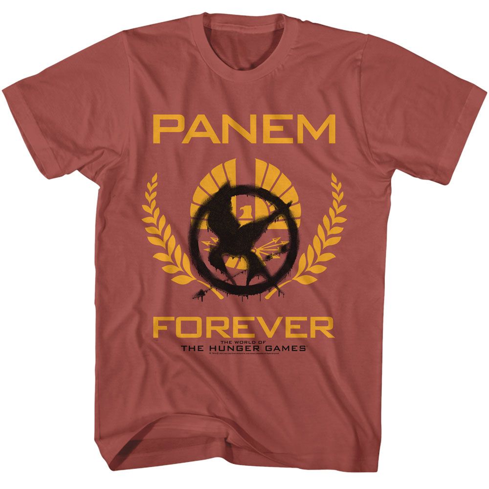 Terracotta The Hunger Games t-shirt featuring The Hunger Games Mockingjay Graffiti design