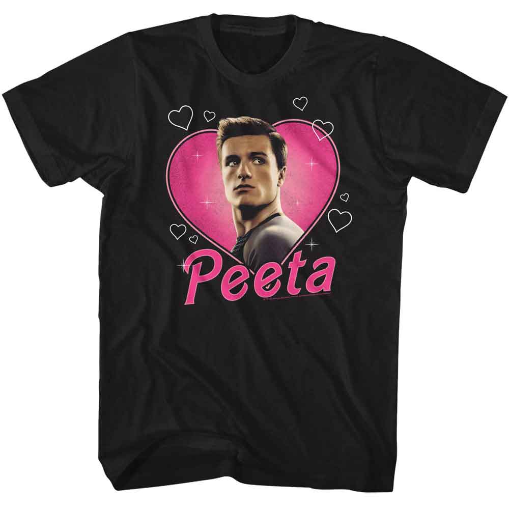 Black The Hunger Games t-shirt featuring The Hunger Games Peeta Heartthrob design