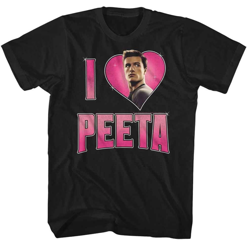 Black The Hunger Games t-shirt featuring The Hunger Games I Heart Peeta design