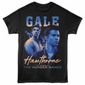 Black The Hunger Games t-shirt featuring a Blue Gale design
