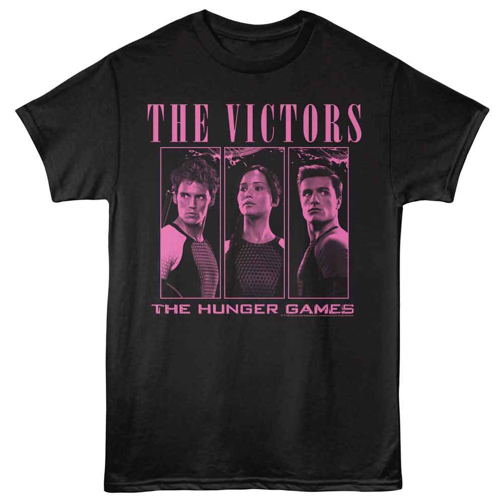 Black The Hunger Games t-shirt featuring a Tributes Monochrome design