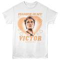 White The Hunger Games t-shirt featuring a Finnick Is My Victor design