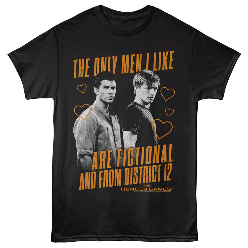 Black The Hunger Games t-shirt featuring a Fictional and from 12 design