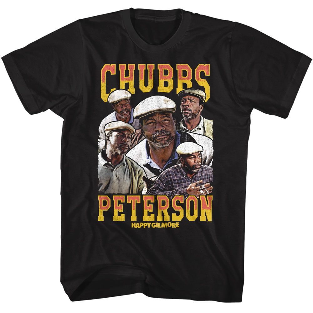 Black Happy Gilmore t-shirt featuring Happy Gilmore Chubbs Peterson design