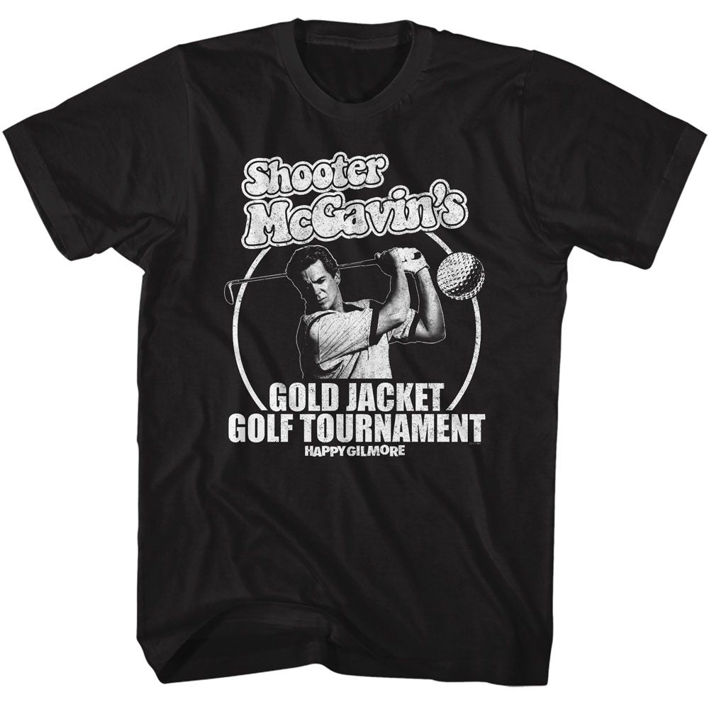 Black Happy Gilmore t-shirt featuring Happy Gilmore Gold Jacket Tourney design