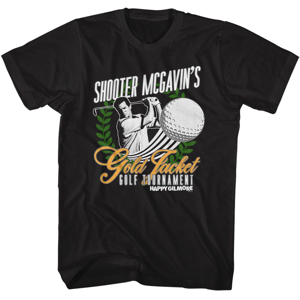 Black Happy Gilmore t-shirt featuring Happy Gilmore Gold Jacket Tournament design