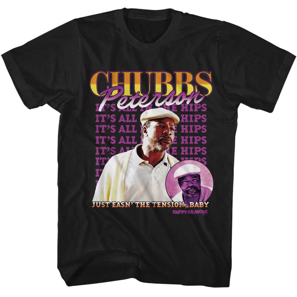 Black Happy Gilmore t-shirt featuring Happy Gilmore Easin' The Tension design