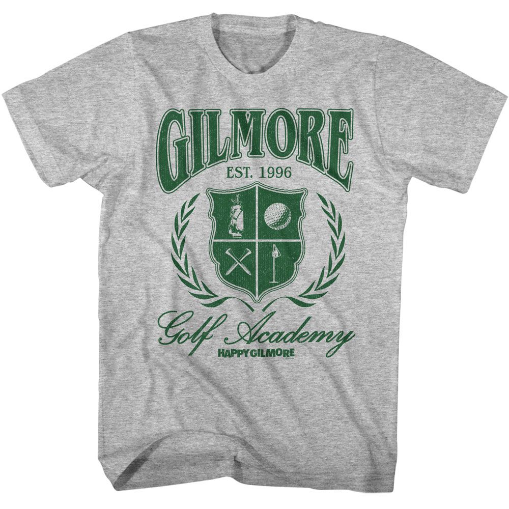 Gray heather Happy Gilmore t-shirt featuring Happy Gilmore Golf Academy design
