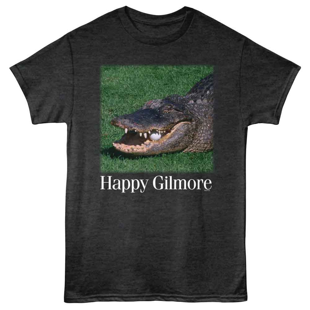 Black heather Happy Gilmore t-shirt featuring Happy Gilmore Gator Square design