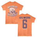 Cantaloupe orange Happy Gilmore t-shirt featuring Happy Gilmore Waterbury Hockey design (front and back)
