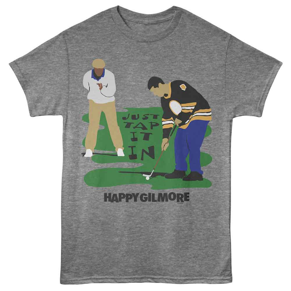 Graphite heather Happy Gilmore t-shirt featuring Happy Gilmore Tap It design