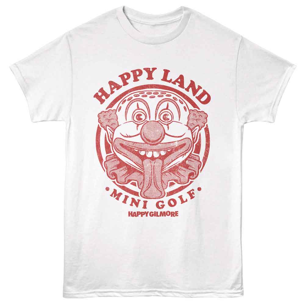 White Happy Gilmore t-shirt featuring Happy Gilmore Mini Golf Clown design