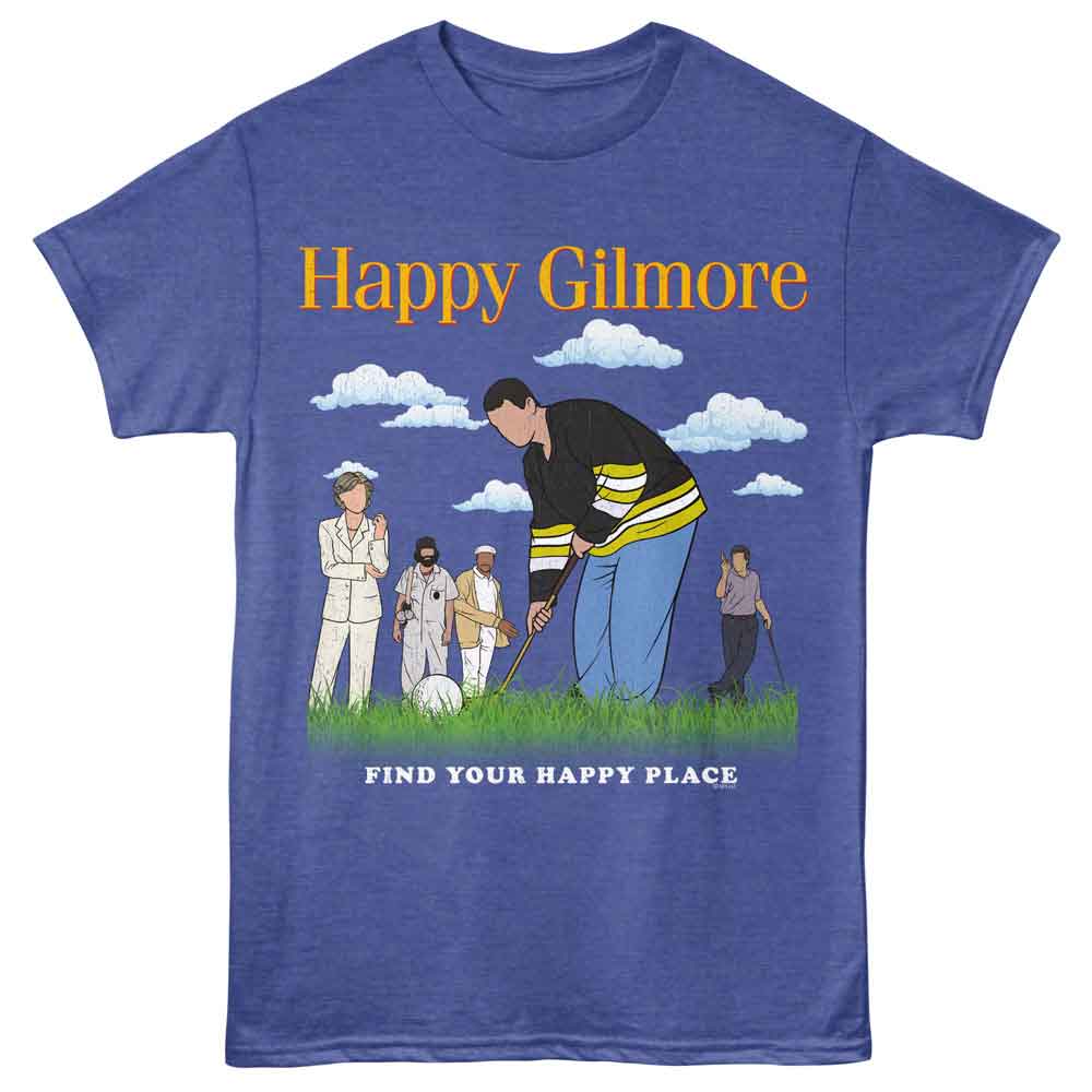 Royal heather Happy Gilmore t-shirt featuring Happy Gilmore Find Your Happy Place design