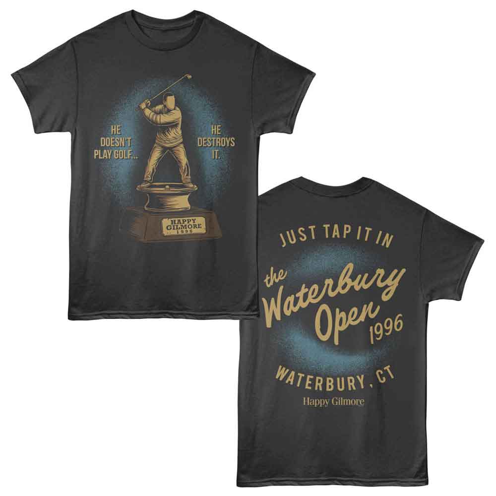 Smoke gray Happy Gilmore t-shirt featuring Happy Gilmore Trophy design (front and back)